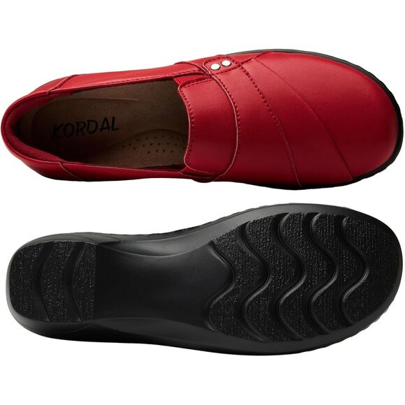 Kordal Women's Red Slip-Ons Lightweight Leather Stylish Casual Loafers Shoes - Picture 8 of 9